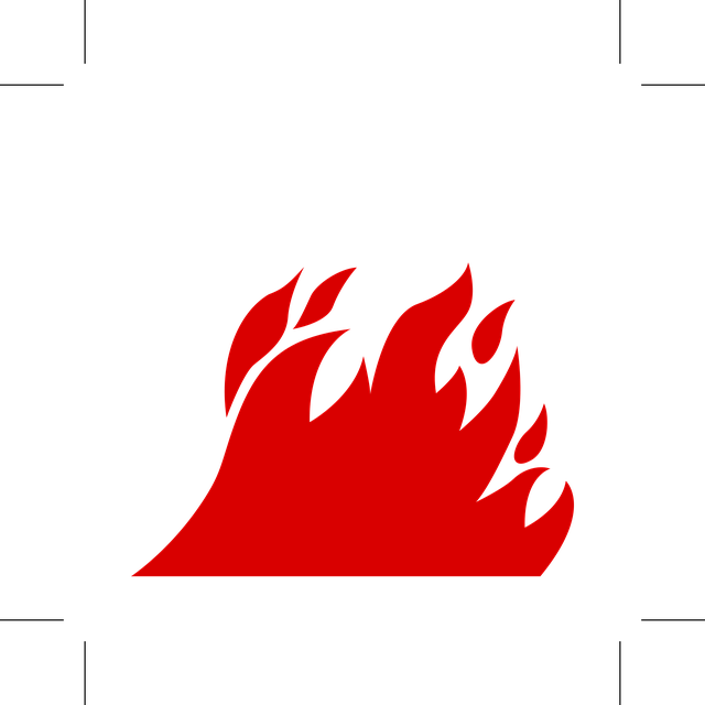 着火剤の危険性を示す警告マークと、子供の手の届かない場所に保管するイメージ