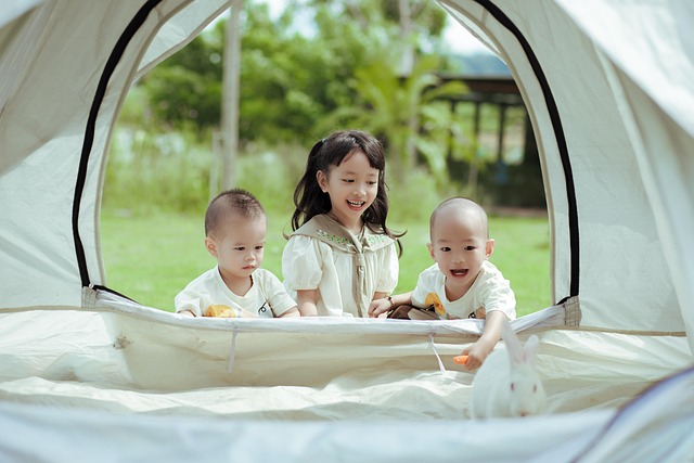 様々な種類のテントライトが並べられ、それぞれの特徴を比較している様子